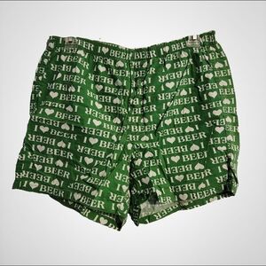 3/$10 I LOVE BEER green boxer pajama shorts